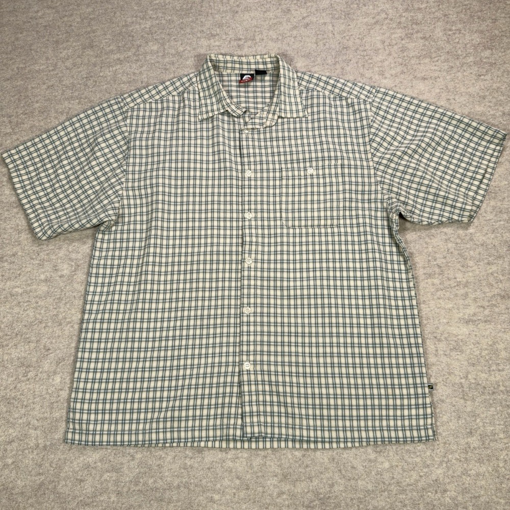 Vtg Ocean Pacific OP Shirt Mens Large Green Yellow Plaid Button Up Skate Surf